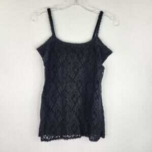 White House Black Market Black Floral Lace Tank Top Women XS Y2K 90s whimsy goth